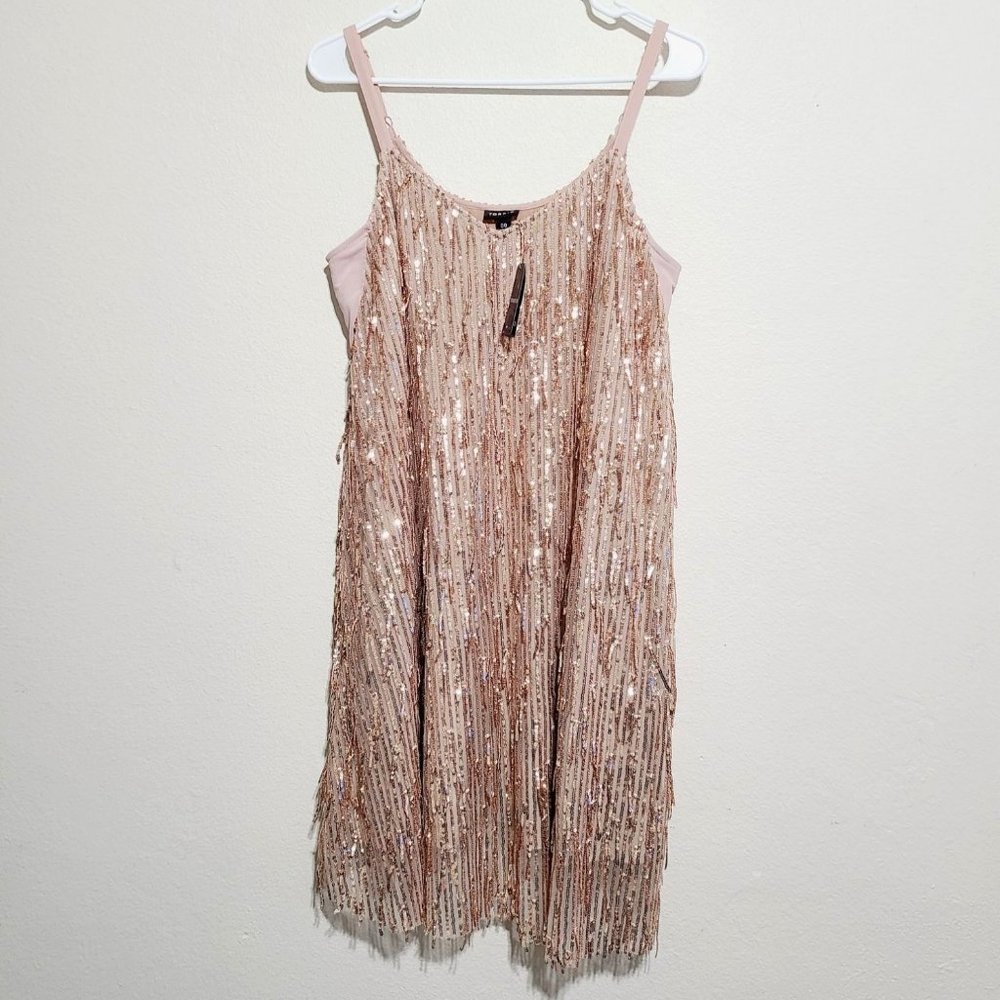 Torrid Fringe Shimmer Mini Dress Size 0X Large Gold Party Cocktail